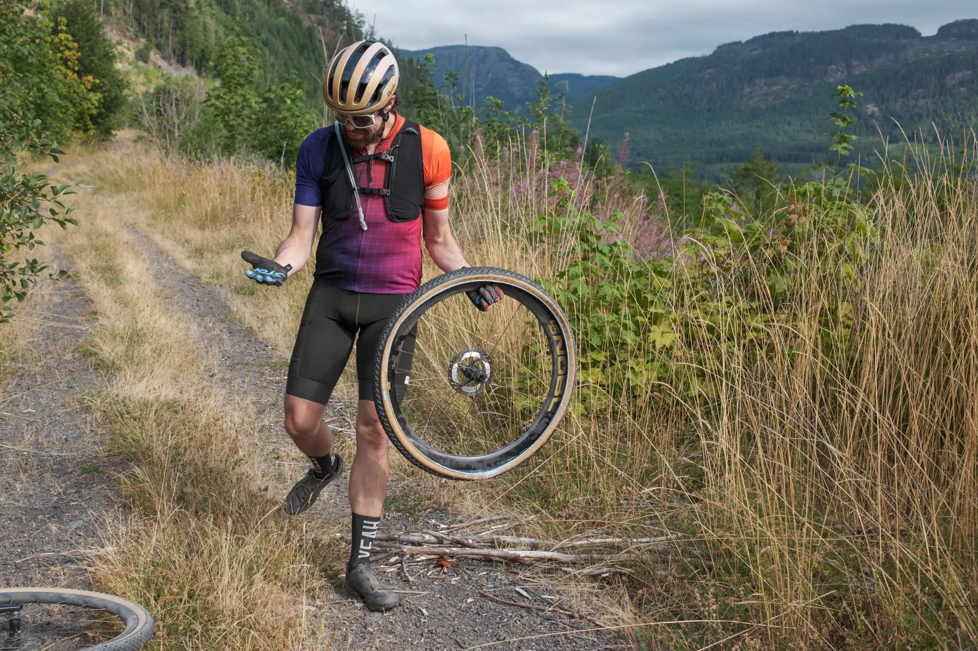 Oh no - Jeff gets a flat.