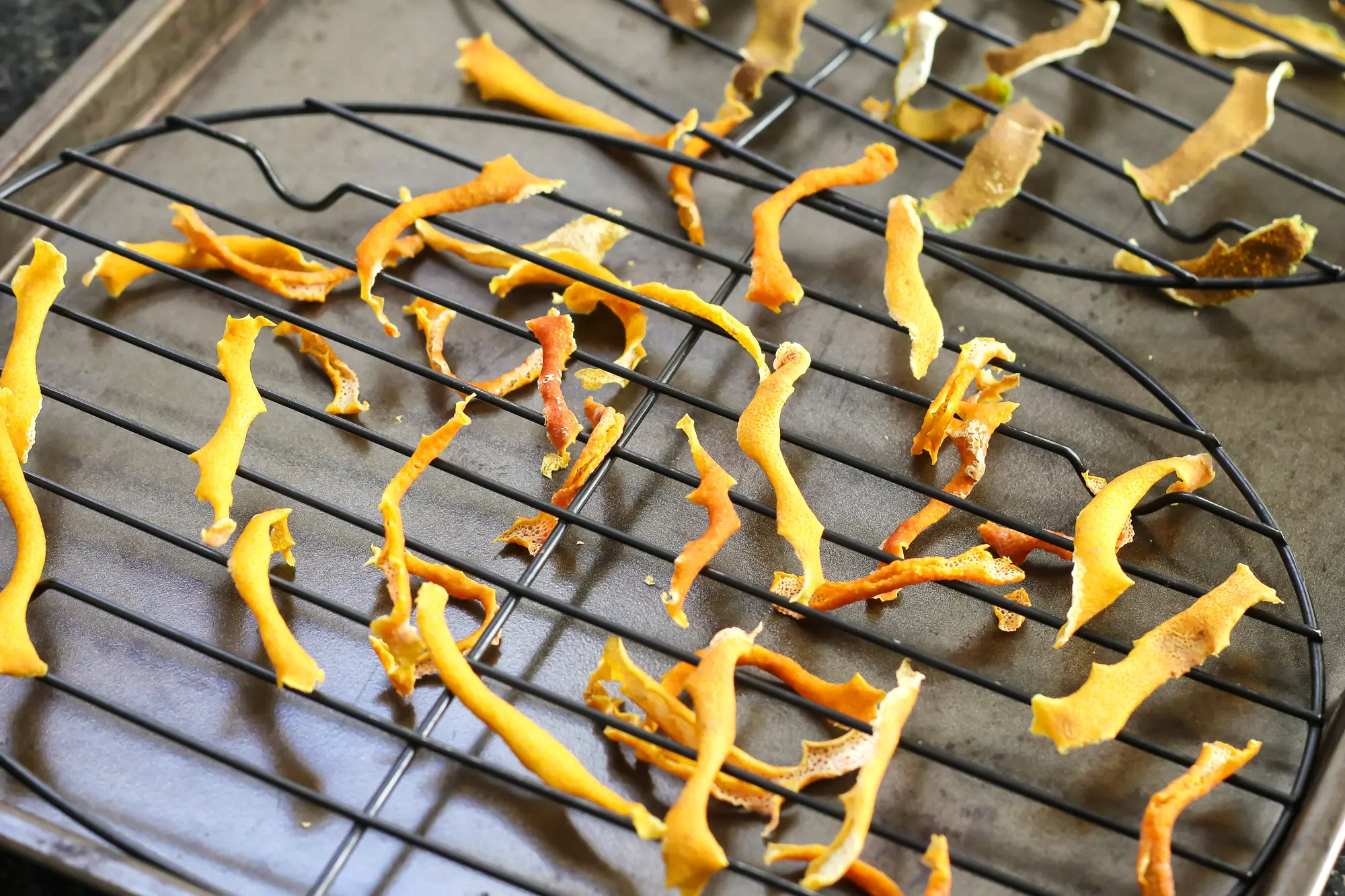 Citrus peels ready to grind.