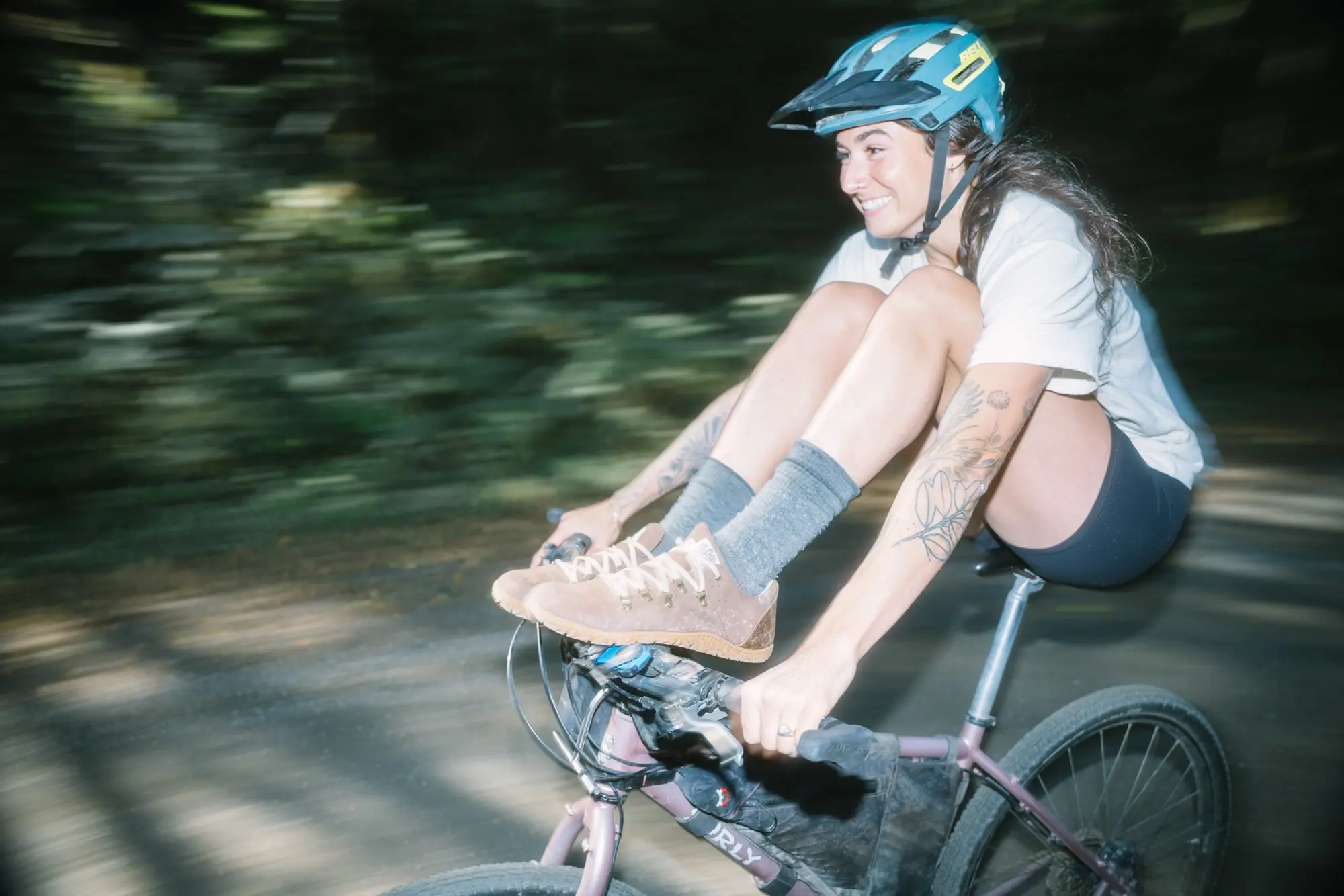 Jess rides with the Stomp Lox Trail Worms.