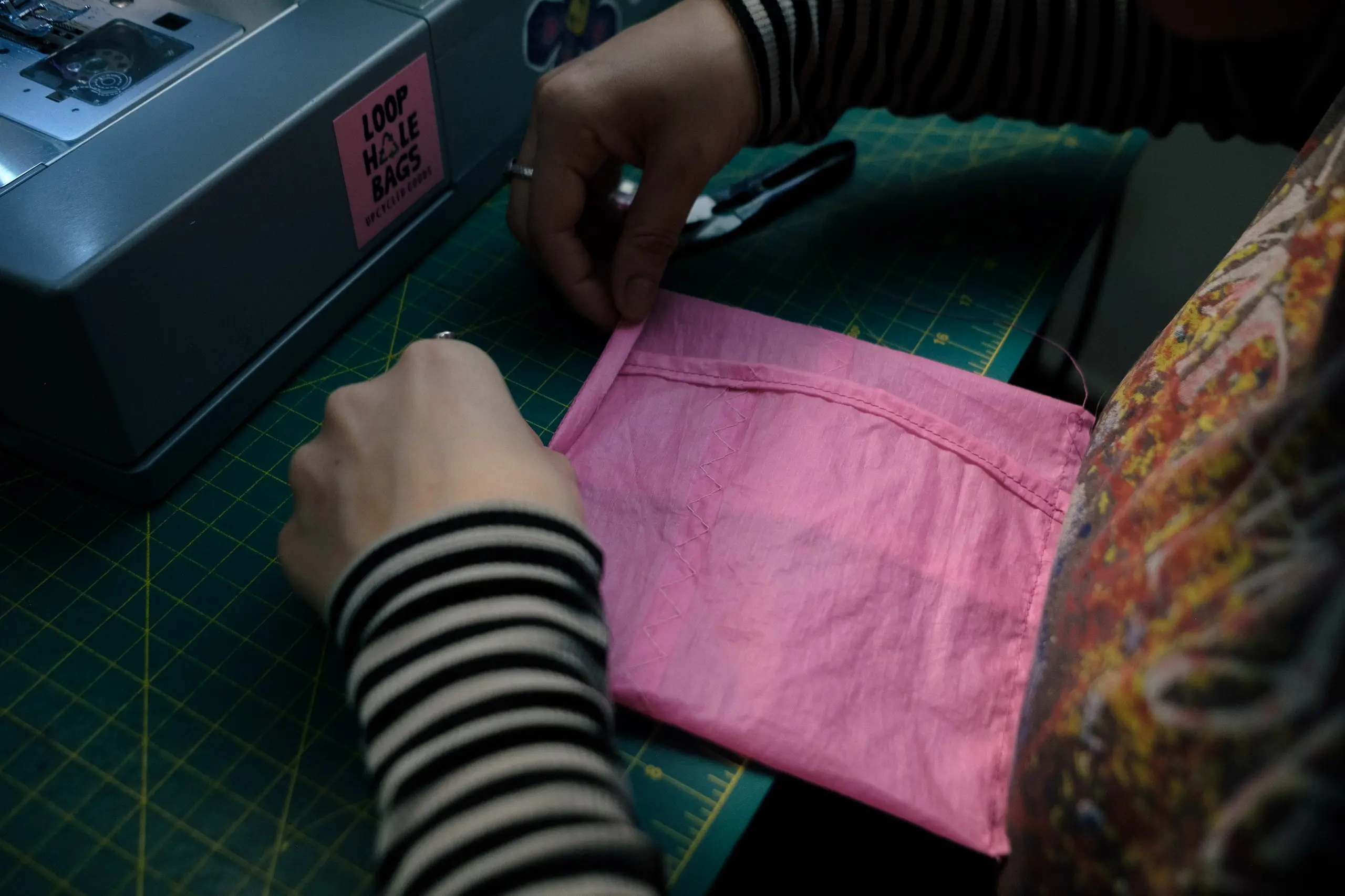 Folding the edges.