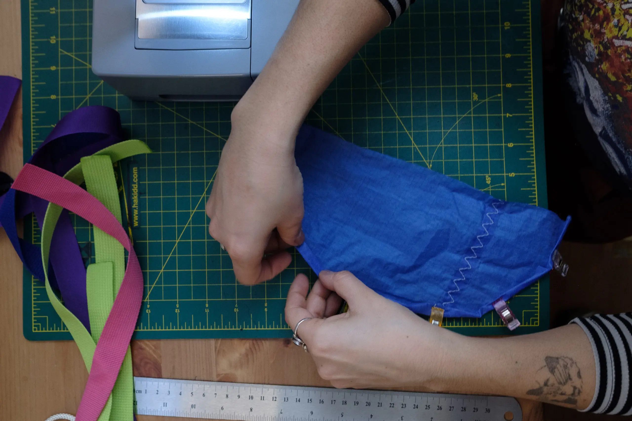 Folding material.