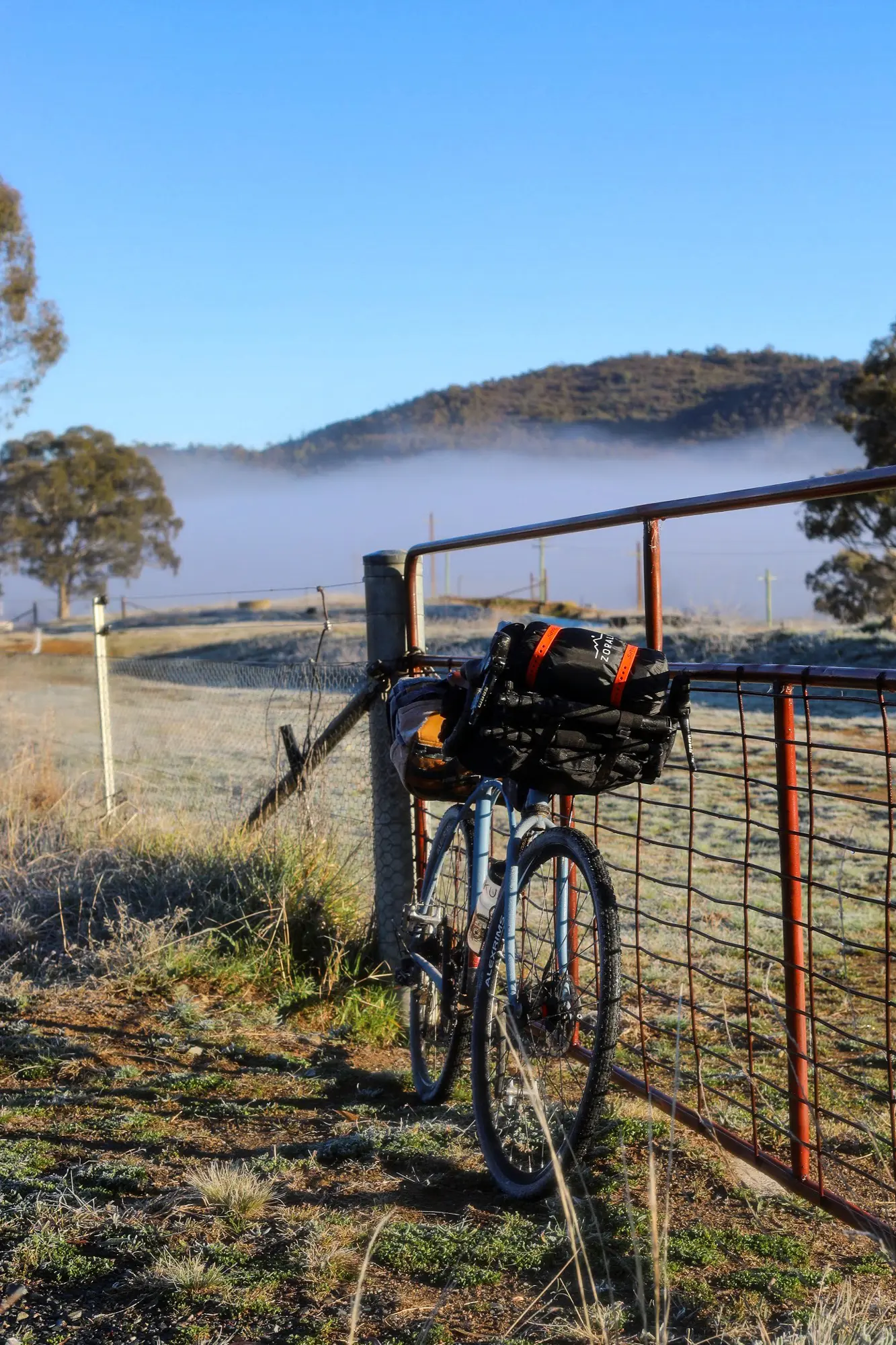 bike against gate